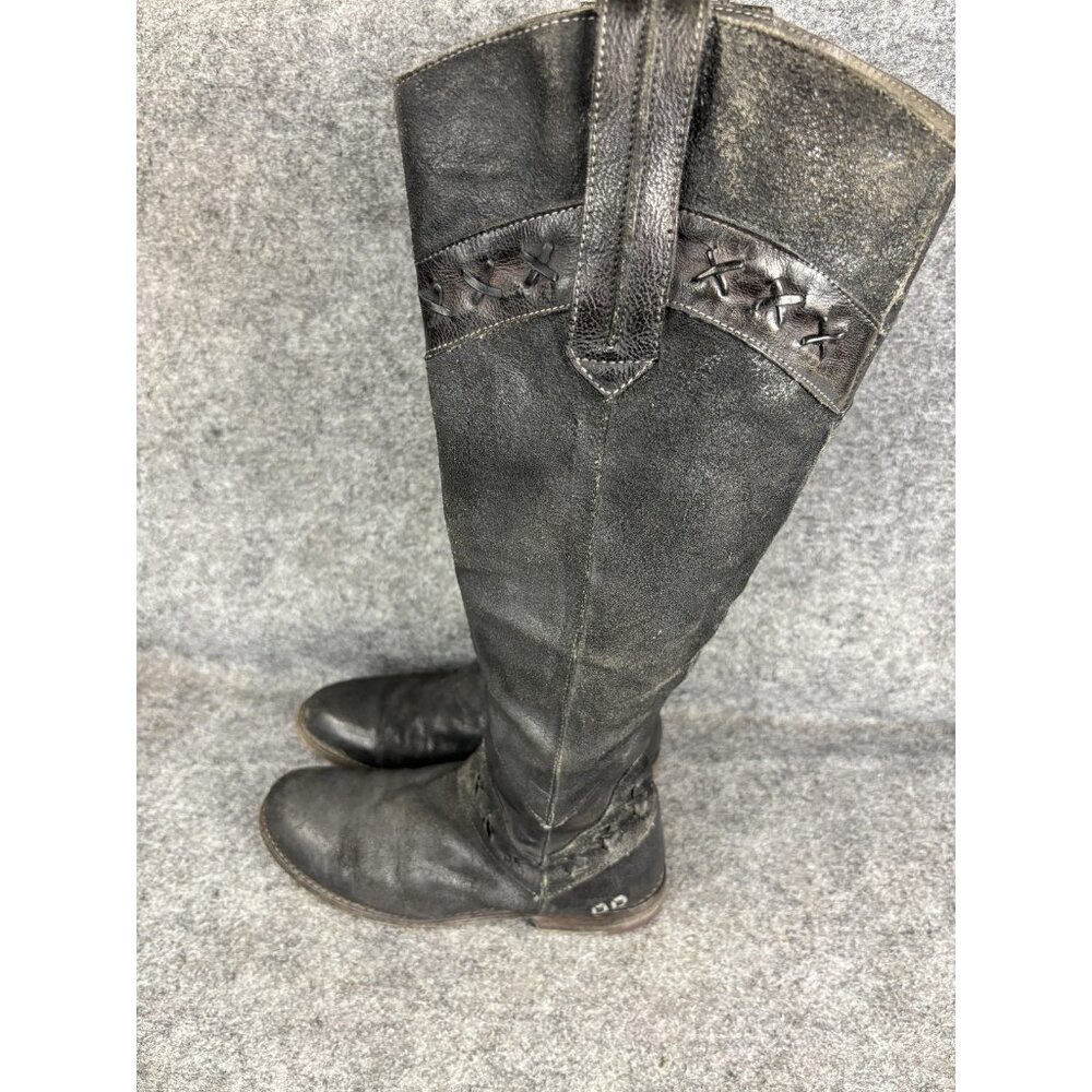 Bed Stu Midge Boots Womens Size 8 Black Tall Leather Riding Knee High Western